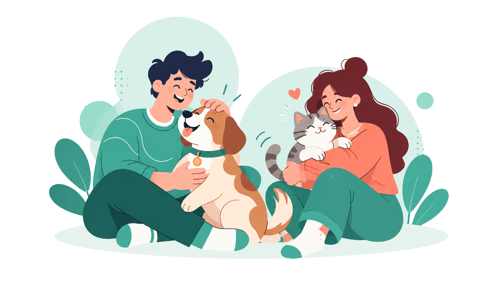 A pet owner caring for a dog and cat